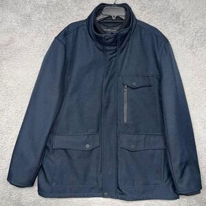 Andrew Marc Field Jacket Men's 2XL XXL‎ Blue Textured Fleece Line Zip Snap